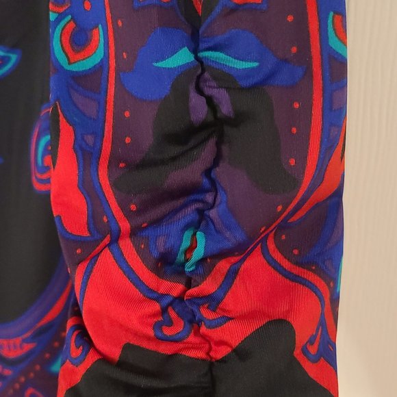 Long Sleeve Paisley Dress w/Ruched Sleeve ~ red, blue, green, black ~ Size Large - Picture 4 of 7